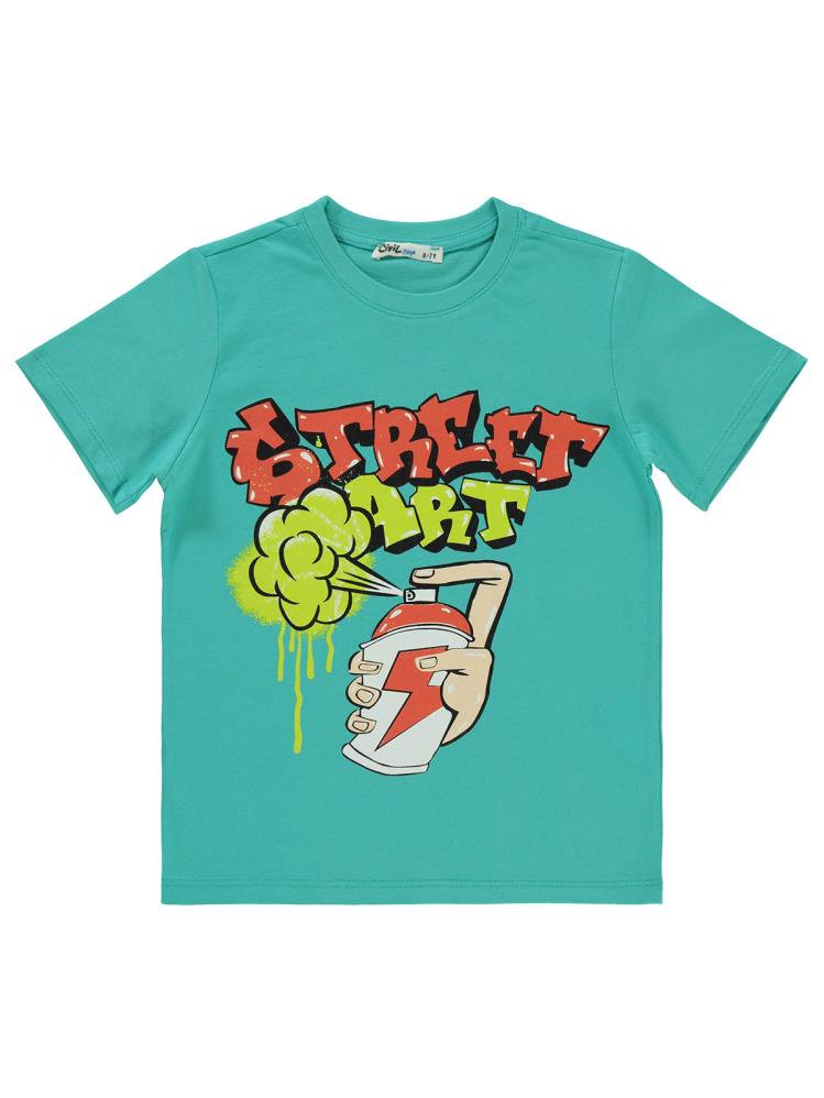 Civil Boys Street Baskılı 6-9 Yaş Tişört - Yeşil