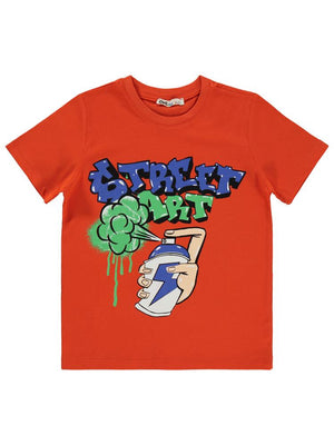 Civil Boys Street Baskılı 6-9 Yaş Tişört - Kırmızı