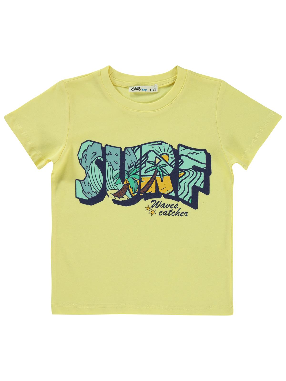 Civil Boys Surf Baskılı 2-5 Yaş Tişört - Sarı