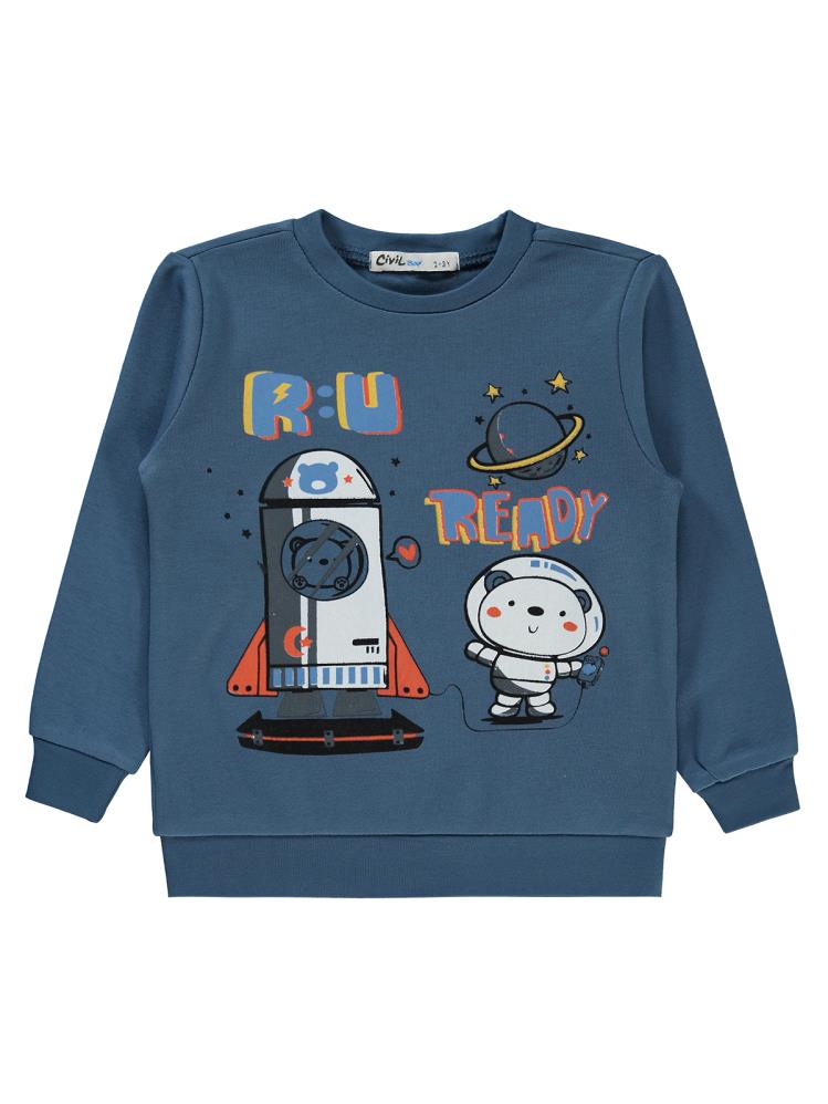 Civil Boys Ready Baskılı 2-5 Yaş Sweatshirt - Mavi