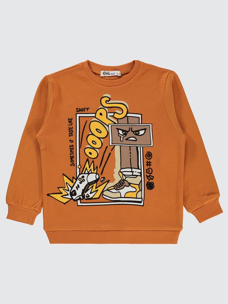Civil Boys Ooops Baskılı 2-5 Yaş Sweatshirt - Turuncu