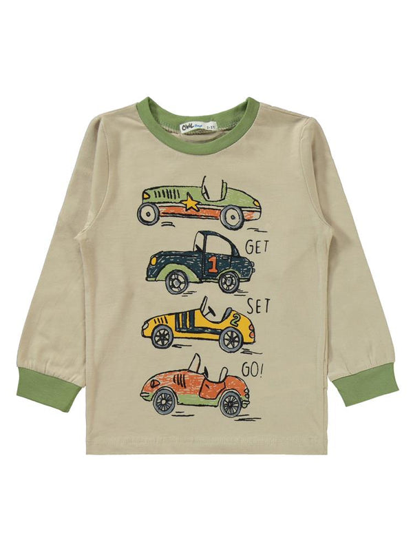 Civil Boys Get Set Go Araba Baskılı 2-5 Yaş Pijama Takımı - Haki