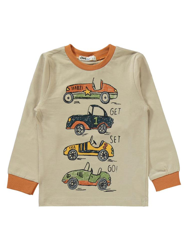 Civil Boys Get Set Go Araba Baskılı 2-5 Yaş Pijama Takımı - Turuncu