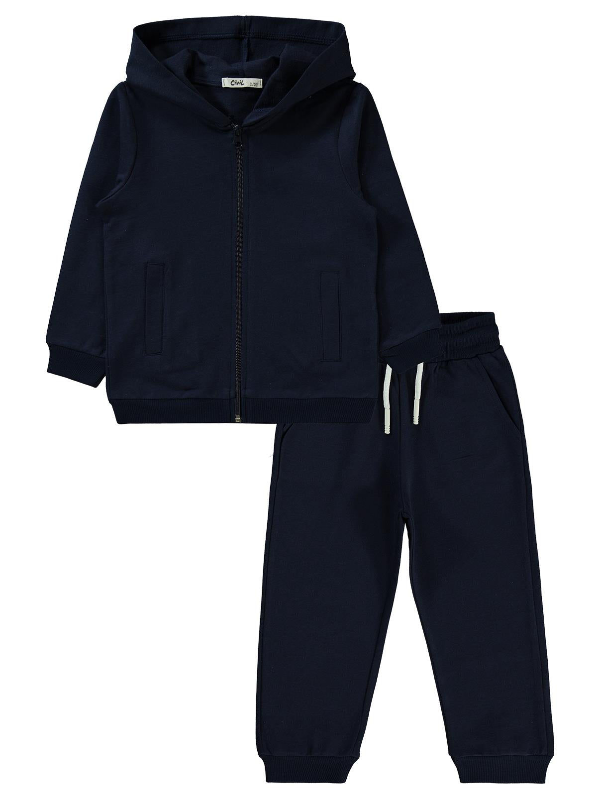 Civil Erkek Çocuk Unisex Basic Eşofman Takımı | 2 İp - 2 İp Uzun Kol | Okul Kreş ve Günlük Kullanım - Lacivert