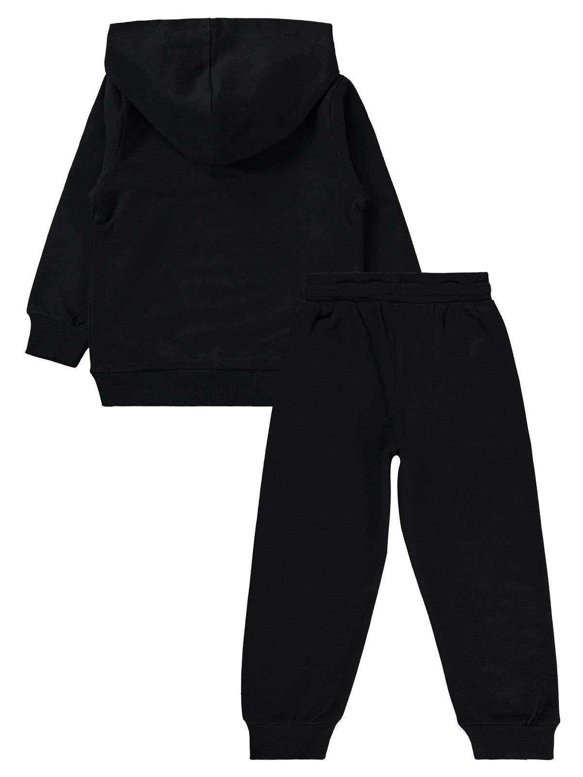 Civil Erkek Çocuk Unisex Basic Eşofman Takımı | 2 İp - 2 İp Uzun Kol | Okul Kreş ve Günlük Kullanım - Siyah