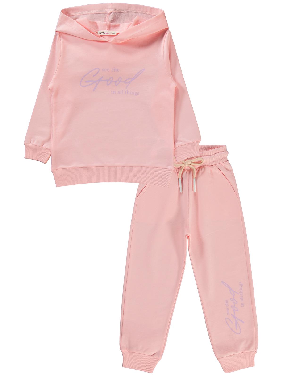 Civil Girls Basic 2'li 2-5 Yaş Eşofman Takımı - Pudra