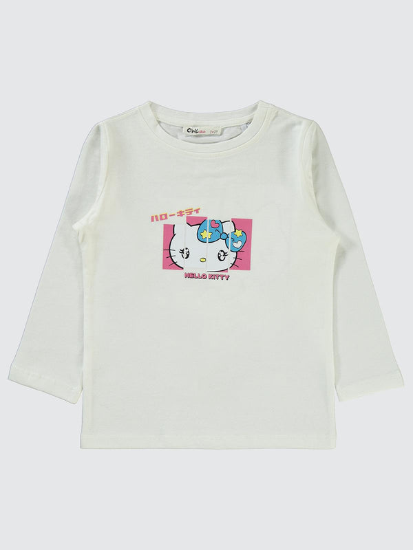 Hello Kitty Sanrio Hello Kitty 2-5 Yaş Sweatshirt - Ekru