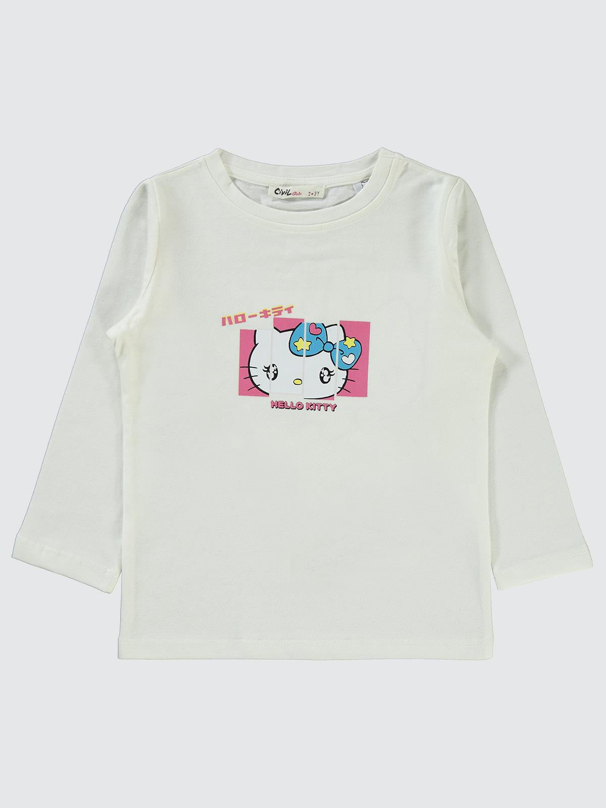 Hello Kitty Sanrio Hello Kitty 2-5 Yaş Sweatshirt - Ekru