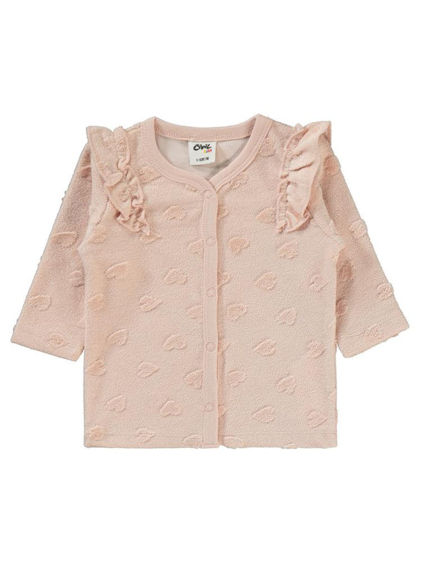 Civil Baby Kalp Jakarlı 1-6 Ay Pijama Takımı - Pudra