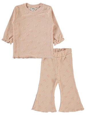 Civil Baby Kalp Jakarlı 6-18 Ay Takım - Pudra