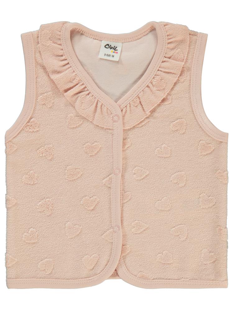 Civil Baby Kalp Jakarlı 6-18 Ay Yelek - Pudra