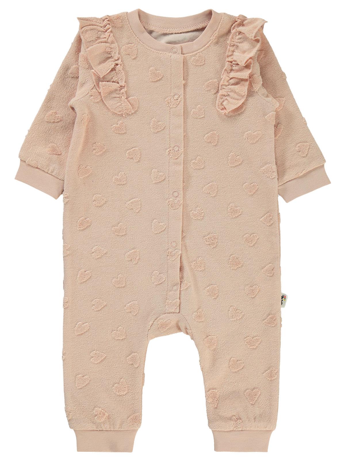 Civil Baby Kalp Jakarlı 6-18 Ay Tulum - Pudra