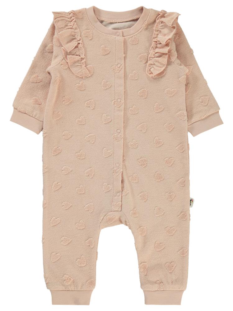 Civil Baby Kalp Jakarlı 6-18 Ay Tulum - Pudra