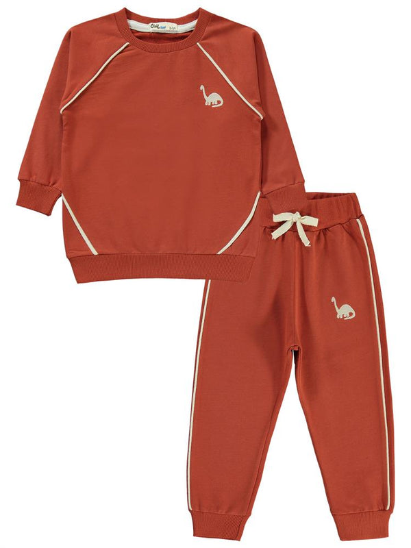 Civil Boys Dinozor Nakışlı 2-5 Yaş Eşofman Takımı - Turuncu