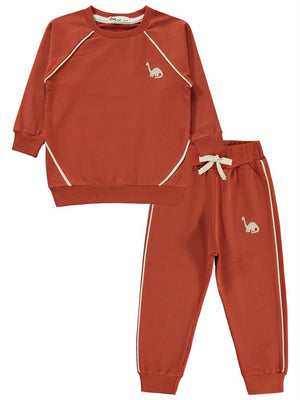 Civil Boys Dinozor Nakışlı 2-5 Yaş Eşofman Takımı - Turuncu