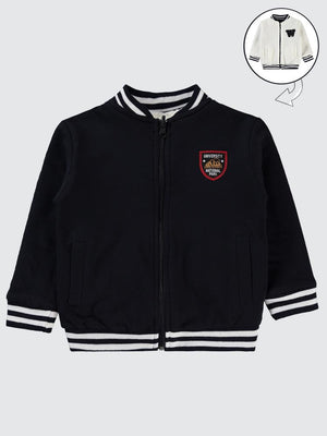 Bizizo W Nakışlı Çift Taraflı 2-5 Yaş Hırka - Lacivert