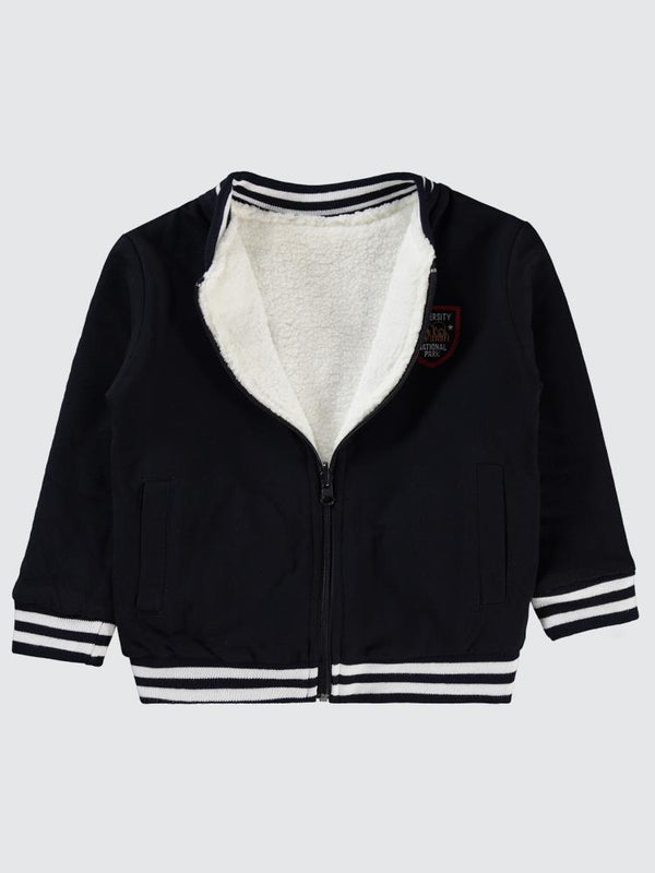 Bizizo W Nakışlı Çift Taraflı 2-5 Yaş Hırka - Lacivert