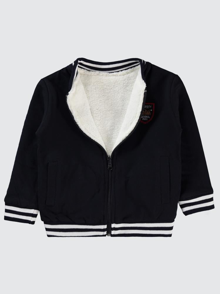 Bizizo W Nakışlı Çift Taraflı 2-5 Yaş Hırka - Lacivert