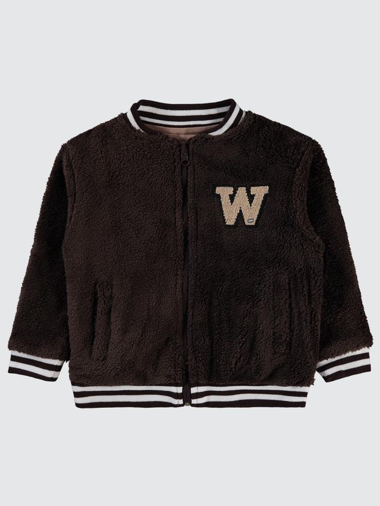 Bizizo W Nakışlı Çift Taraflı 2-5 Yaş Hırka - Kahverengi