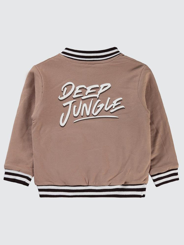 Bizizo W Nakışlı Çift Taraflı 2-5 Yaş Hırka - Kahverengi