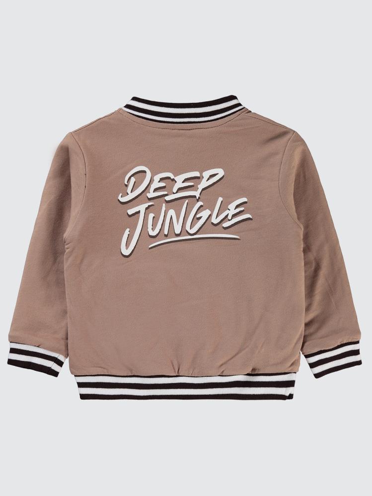 Bizizo W Nakışlı Çift Taraflı 2-5 Yaş Hırka - Kahverengi