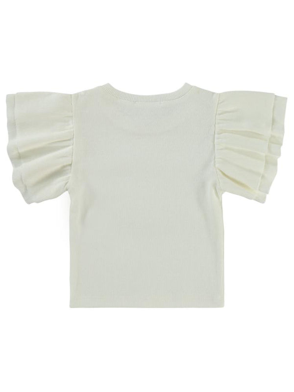 Civil Girls Volan Kollu 2-5 Yaş Tişört - Ekru