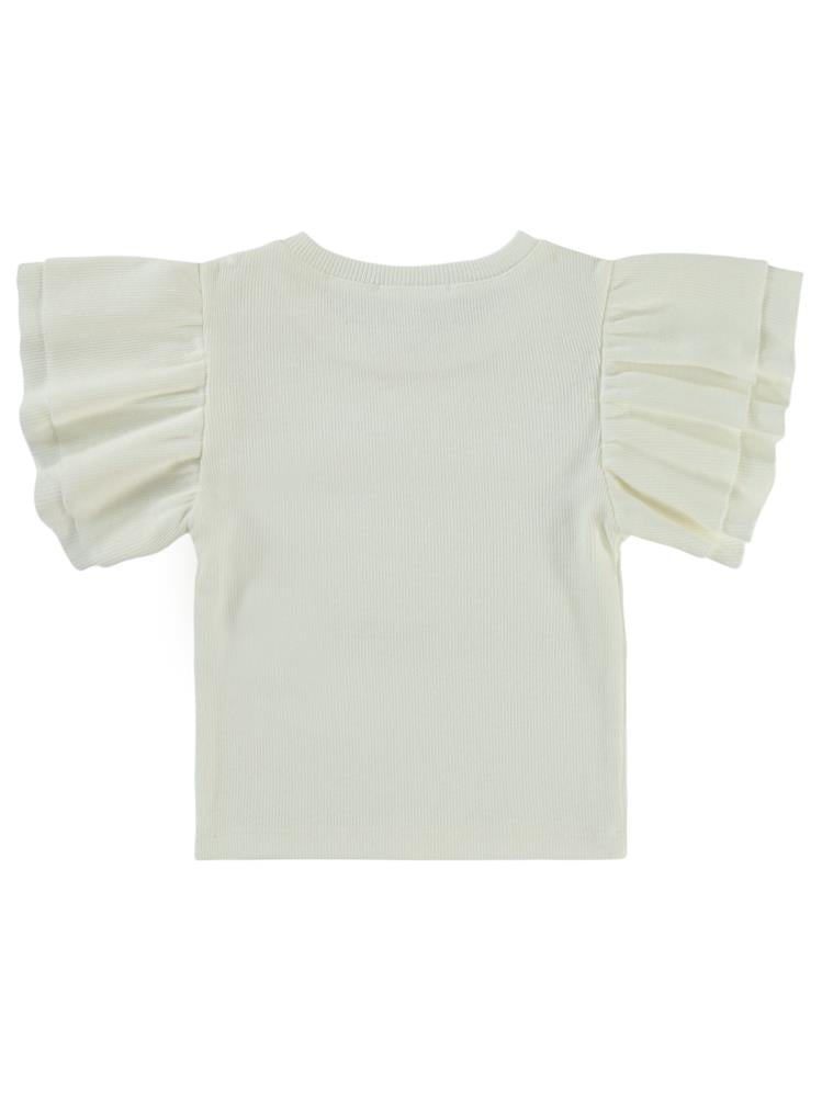 Civil Girls Volan Kollu 2-5 Yaş Tişört - Ekru