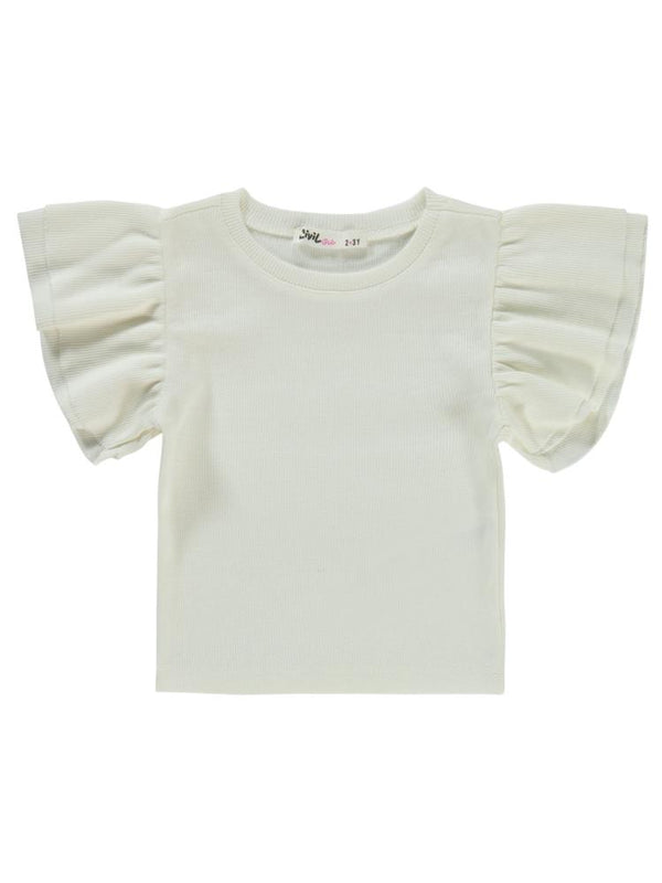 Civil Girls Volan Kollu 2-5 Yaş Tişört - Ekru