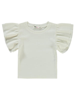 Civil Girls Volan Kollu 2-5 Yaş Tişört - Ekru