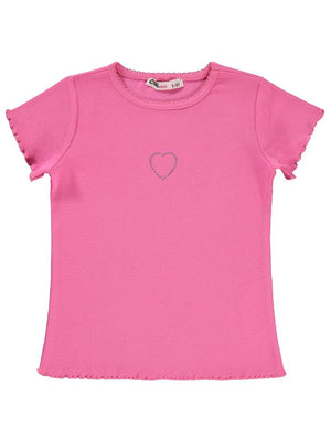 Civil Girls Kalp Baskılı 2-5 Yaş Tişört - Fusya
