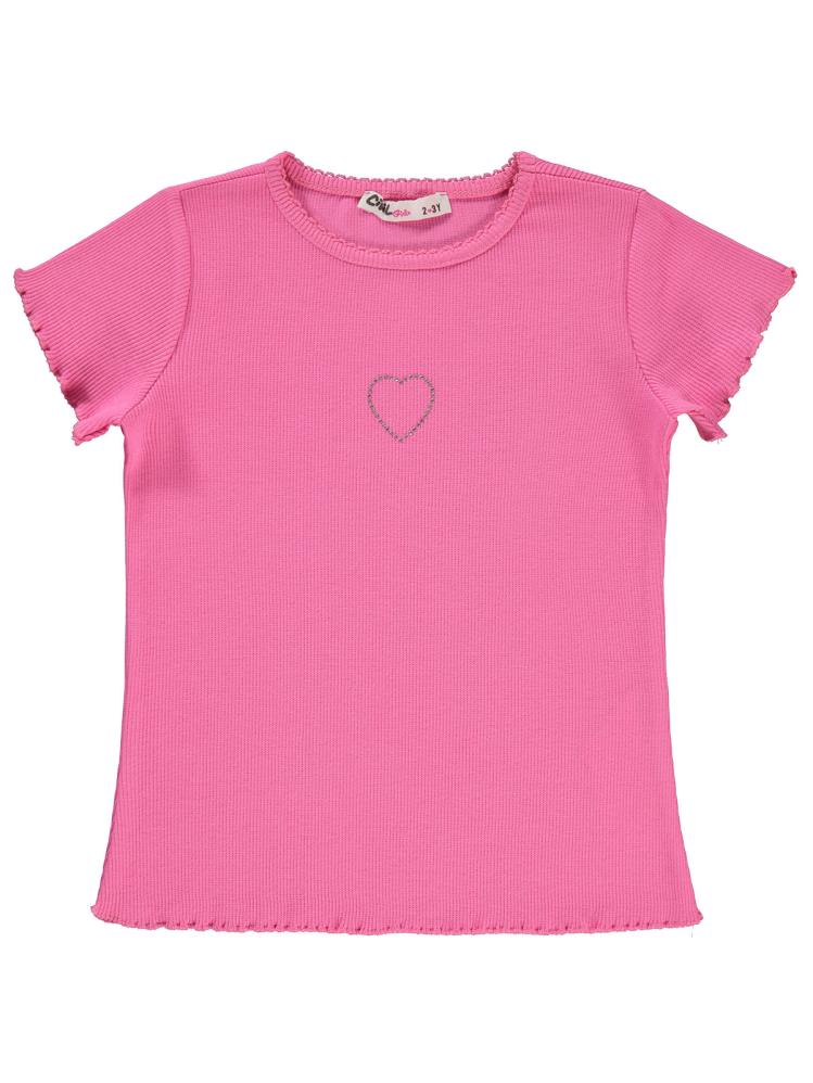 Civil Girls Kalp Baskılı 2-5 Yaş Tişört - Fusya