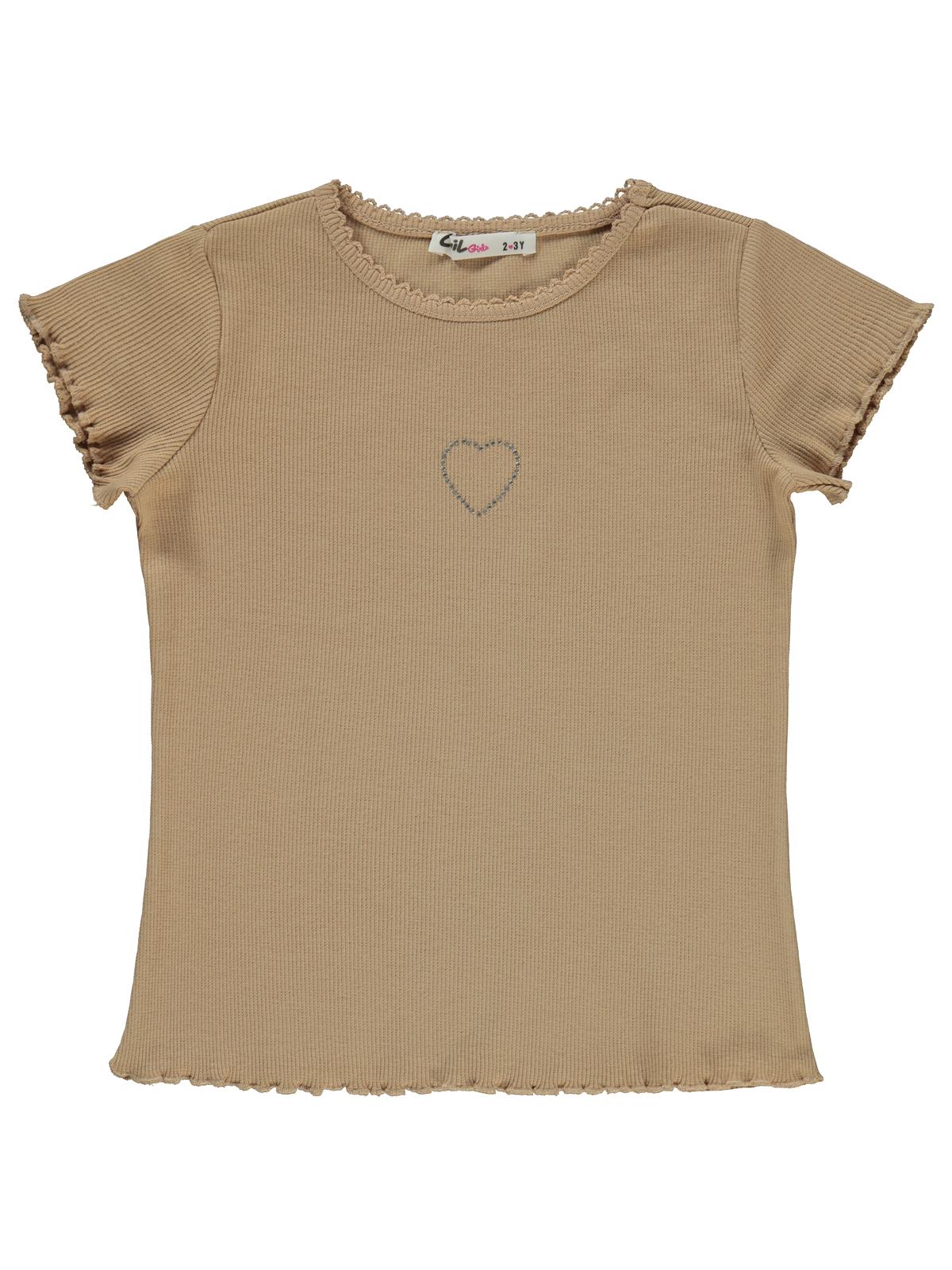 Civil Girls Kalp Baskılı 2-5 Yaş Tişört - Bej