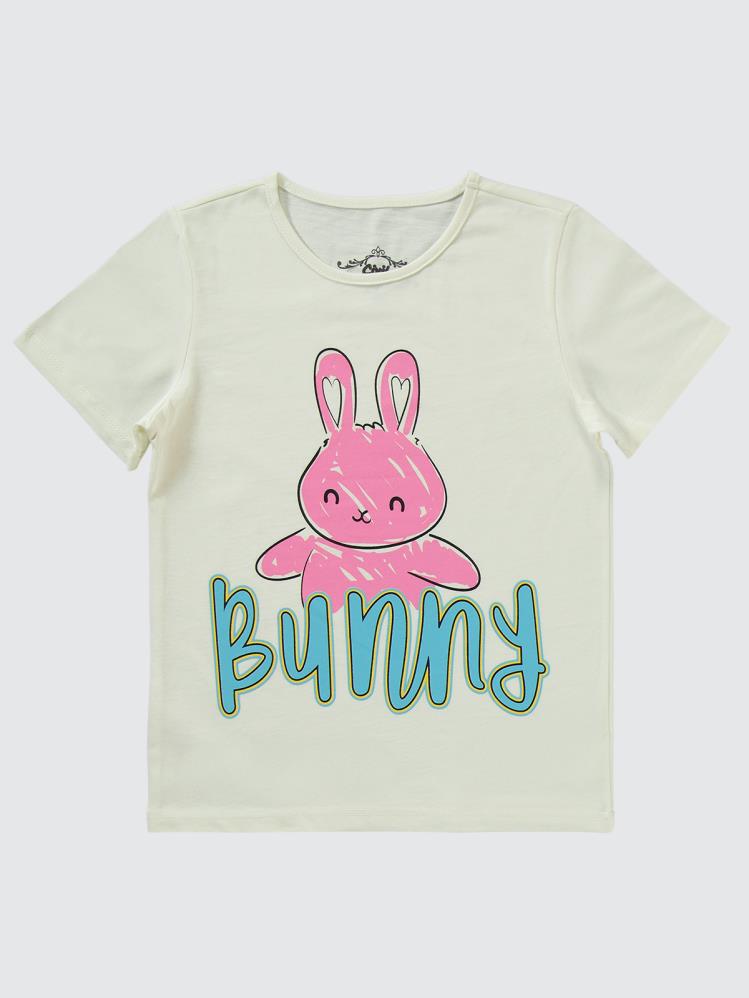 Civil Girls Tavşan Baskılı 10-13 Yaş Pijama Takımı - Ekru