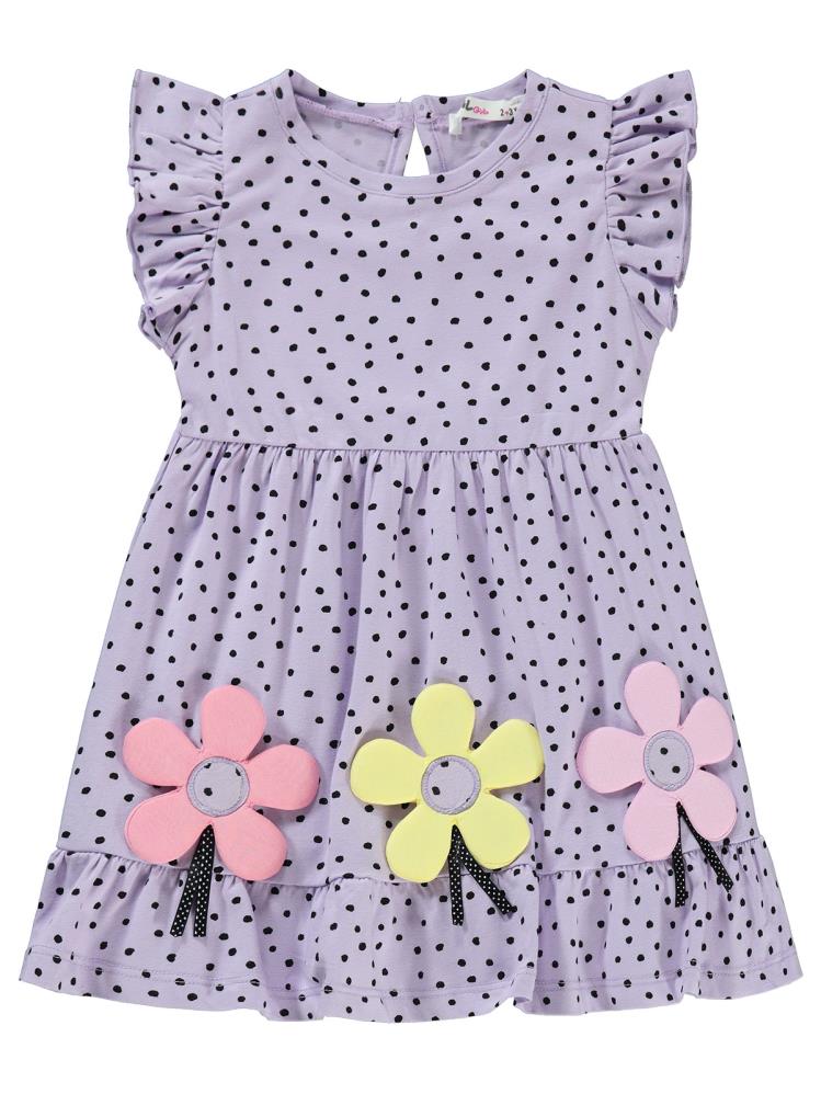Civil Girls Çiçek Aksesuarlı 2-5 Yaş Elbise - Lila