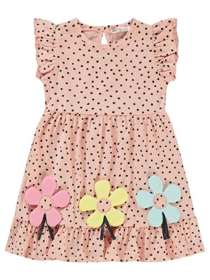 Civil Girls Çiçek Aksesuarlı 2-5 Yaş Elbise - Pudra