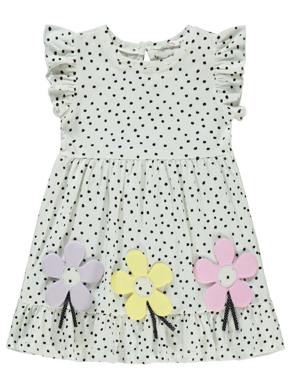 Civil Girls Çiçek Aksesuarlı 2-5 Yaş Elbise - Ekru
