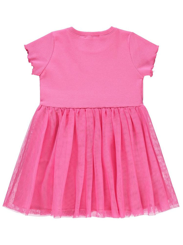 Civil Girls Kalp Baskılı Tüllü 2-5 Yaş Elbise - Fusya