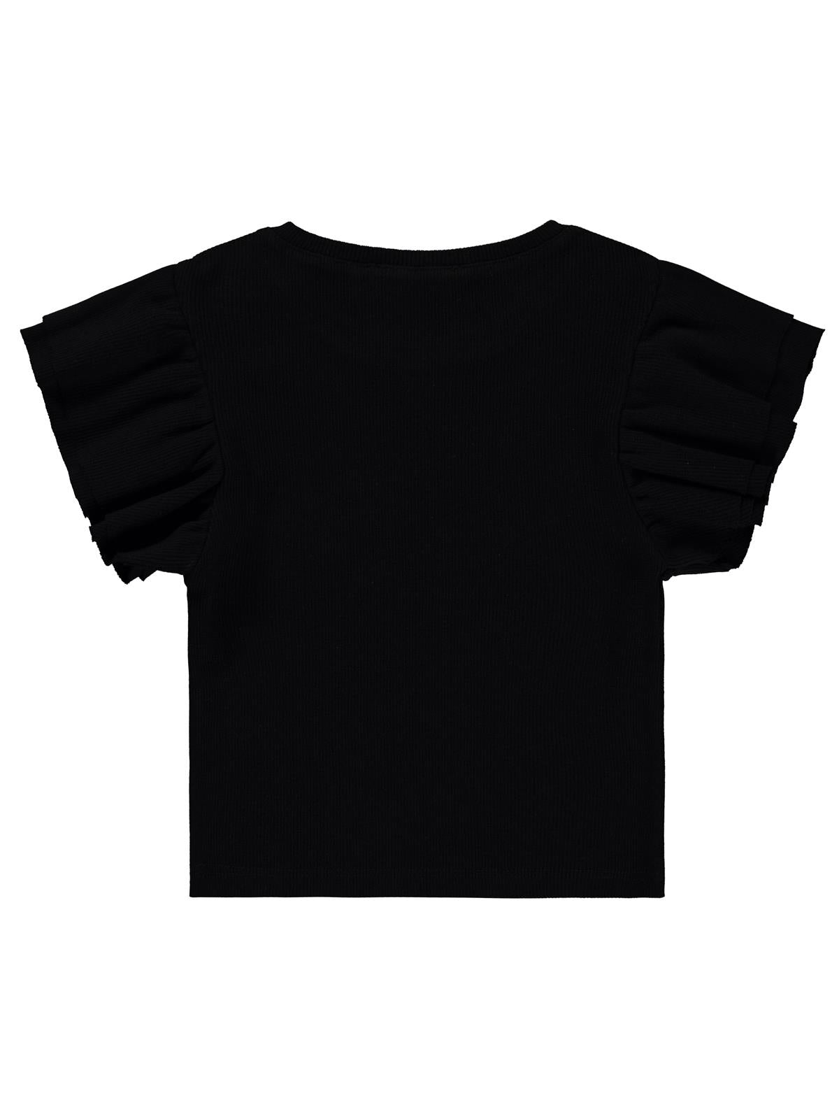 Civil Girls Volan Kollu 6-9 Yaş Tişört - Siyah