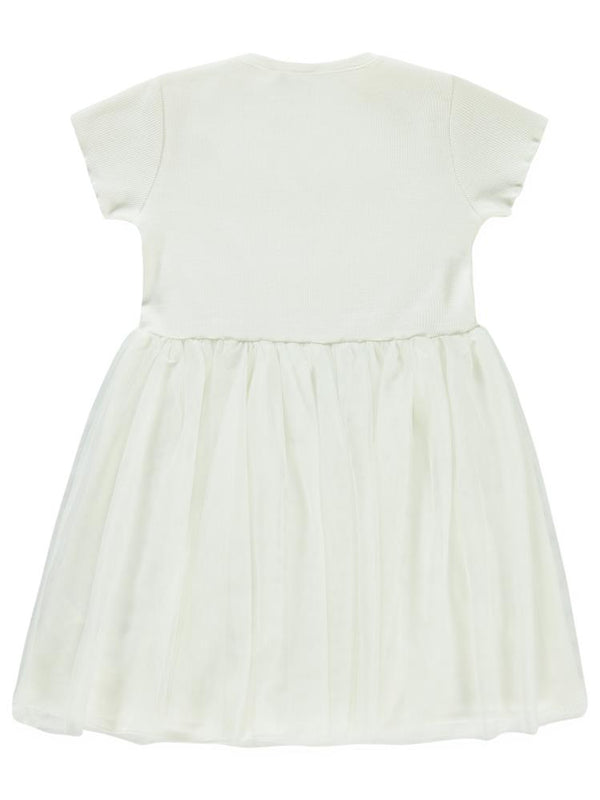 Civil Girls Kalp Baskılı Tüllü 6-9 Yaş Elbise - Ekru