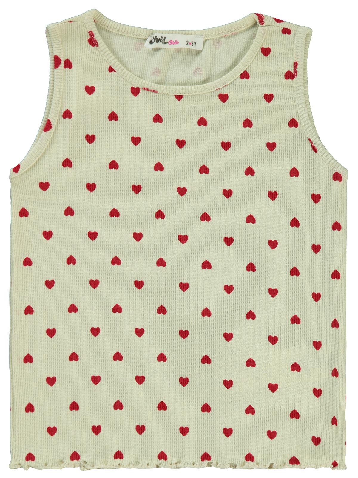 Civil Girls Kalp Empirme 2-5 Yaş Tişört - Fil Dişi