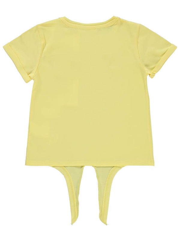 Civil Girls Çiçek Nakışlı 6-9 Yaş Tişört - Sarı