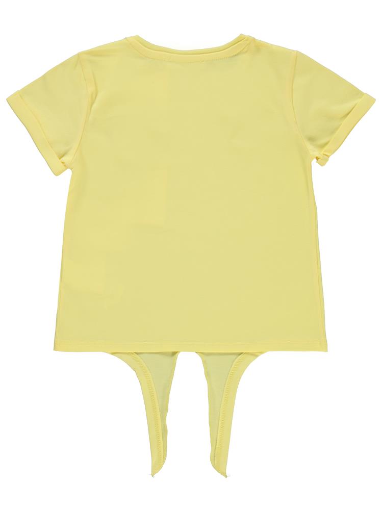 Civil Girls Çiçek Nakışlı 6-9 Yaş Tişört - Sarı