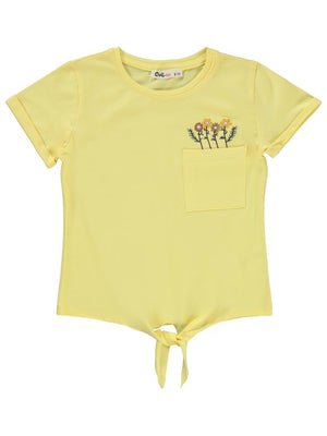 Civil Girls Çiçek Nakışlı 6-9 Yaş Tişört - Sarı