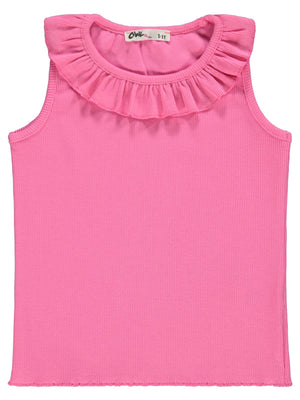 Civil Girls Yakası Fırfırlı 2-5 Yaş Tişört - Fusya