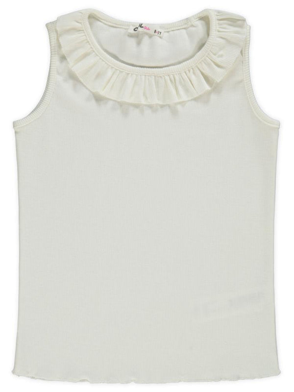 Civil Girls Yakası Fırfırlı 10-13 Yaş Tişört - Ekru