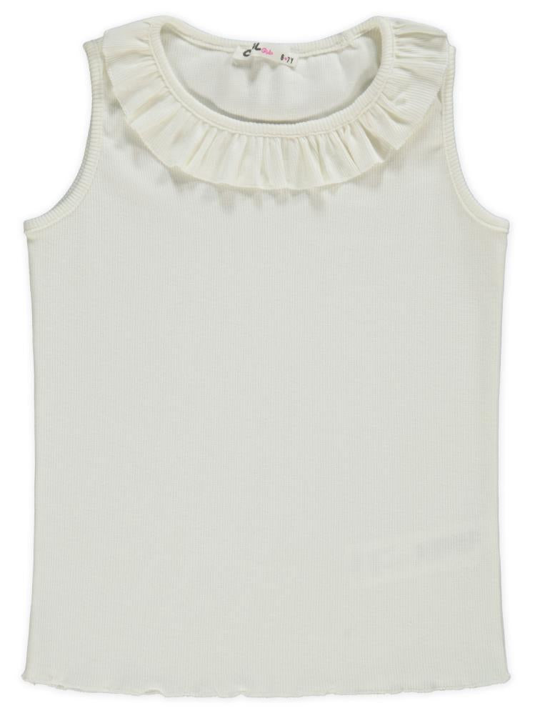 Civil Girls Yakası Fırfırlı 10-13 Yaş Tişört - Ekru