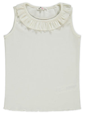 Civil Girls Yakası Fırfırlı 10-13 Yaş Tişört - Ekru