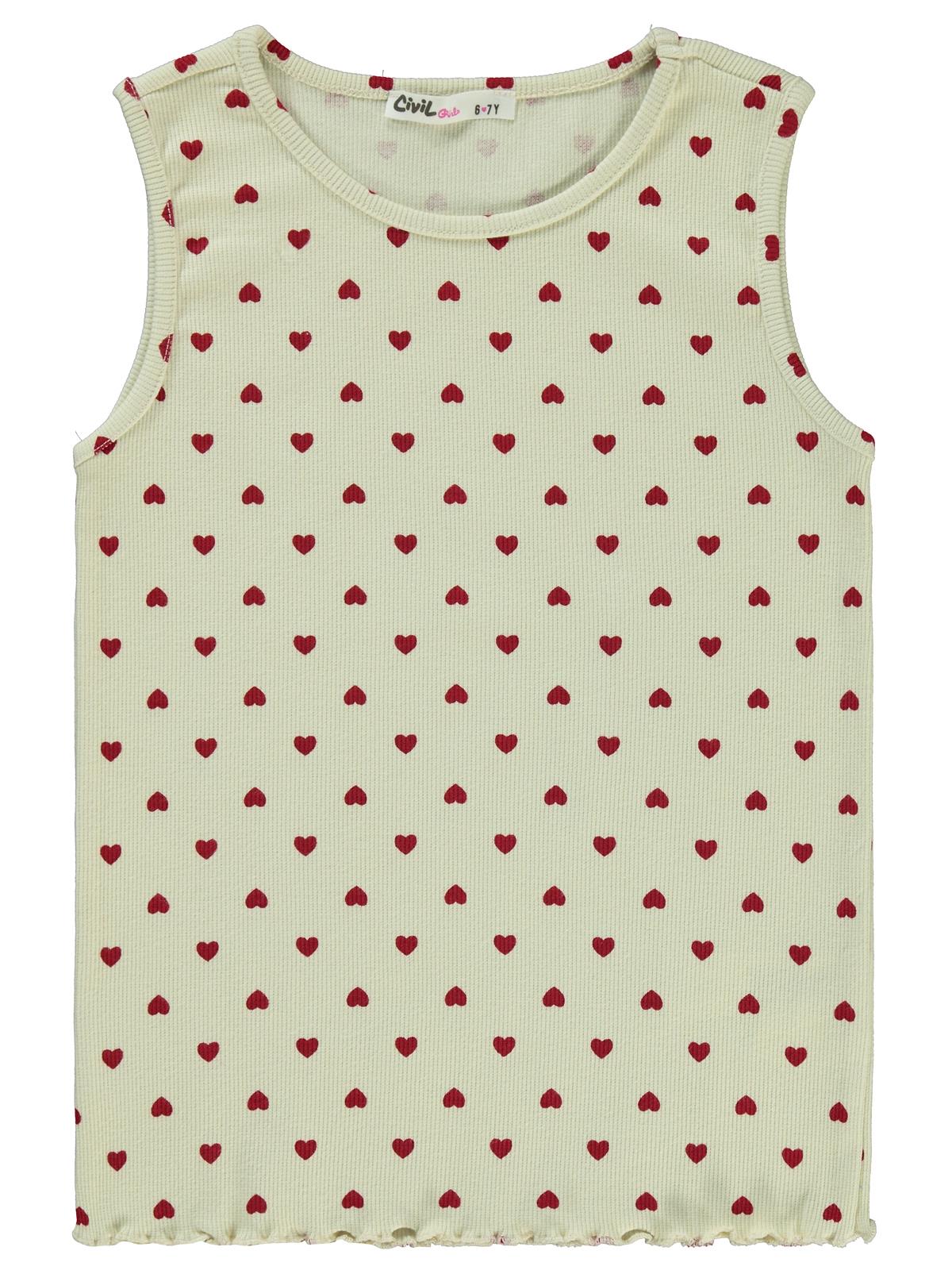 Civil Girls Kalp Empirme 6-9 Yaş Tişört - Fil Dişi