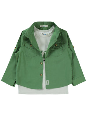 Civil Boys Kapak Cepli Tişörtlü Gömlek 2-5 Yaş Gömlek - Haki