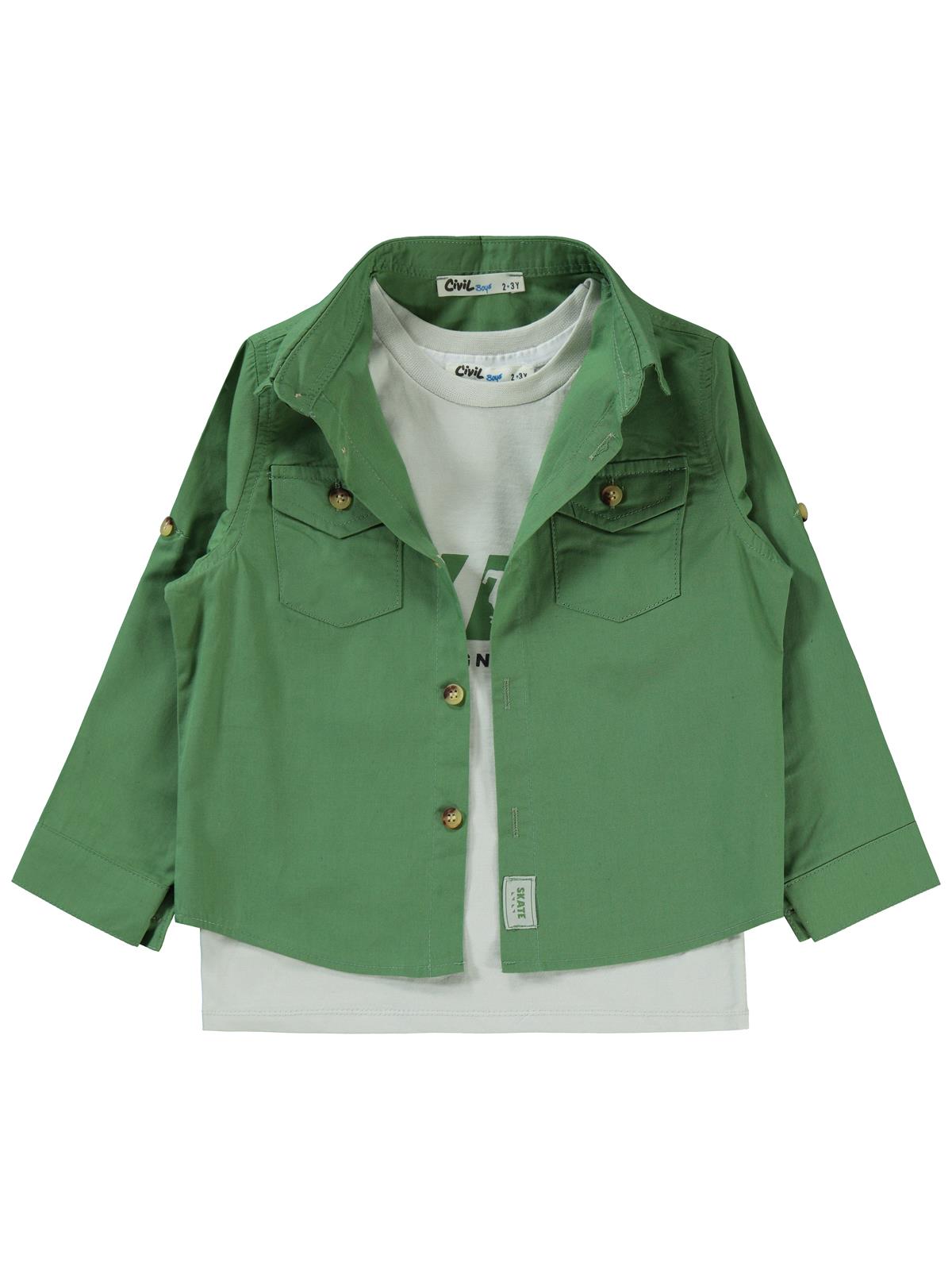 Civil Boys Kapak Cepli Tişörtlü Gömlek 2-5 Yaş Gömlek - Haki